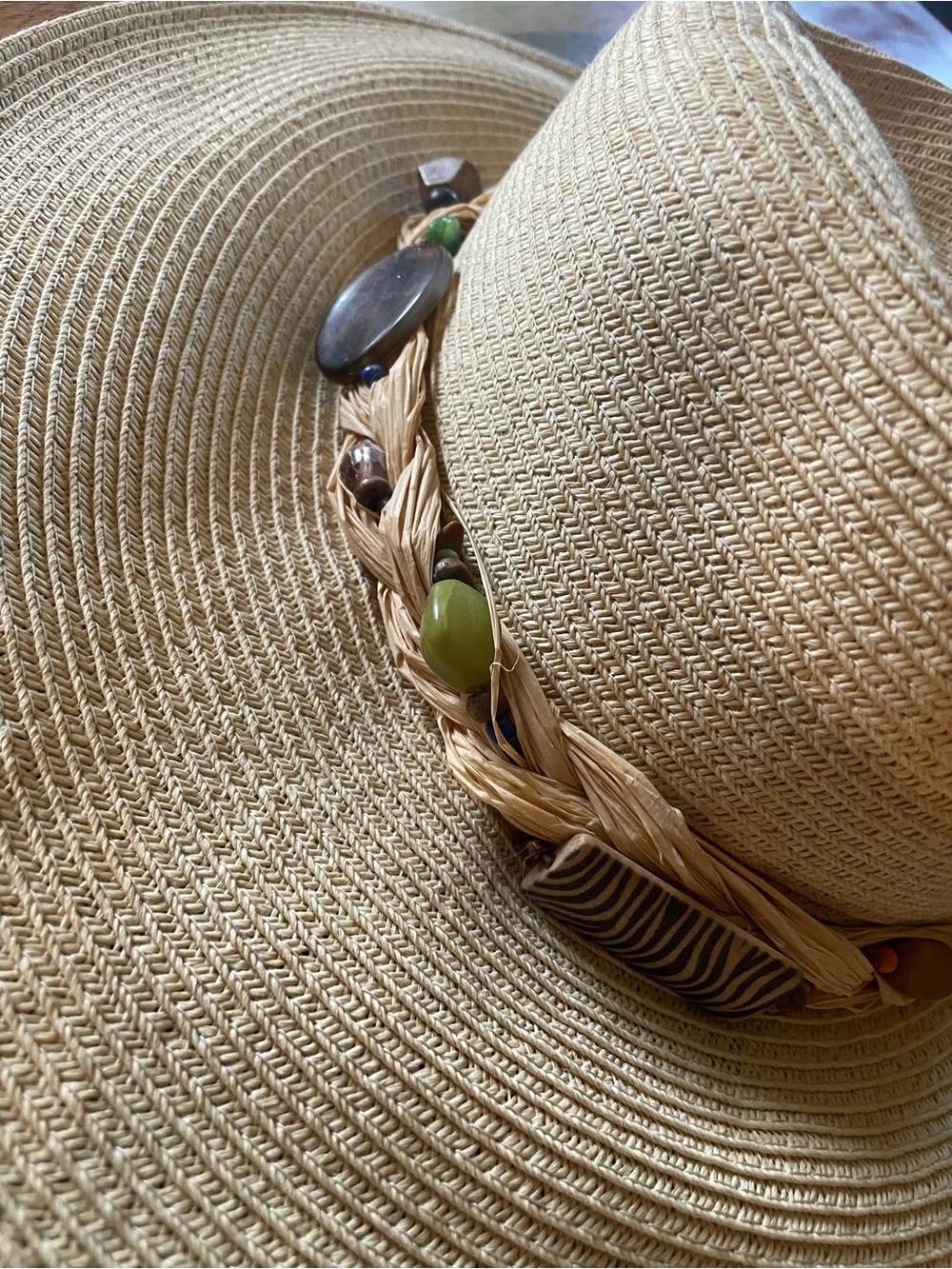 Capelli Embellished Bejeweled Sun Straw Hat Size M - Picture 2 of 6